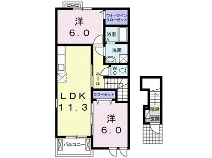 ラグーナB(2LDK/2階)の間取り写真