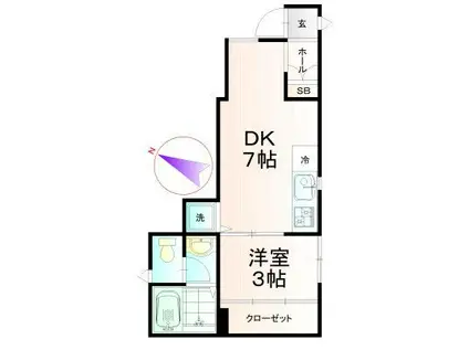 ウチダホーム(1DK/1階)の間取り写真