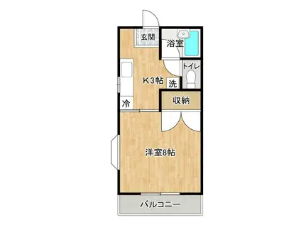 溜屋ハイツV(1K/2階)の間取り写真