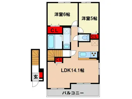 ルミナス サードII(2LDK/2階)の間取り写真