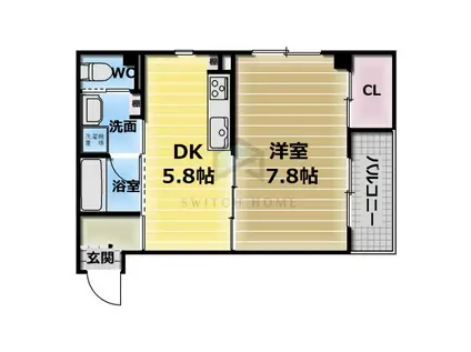 ラウレア上小阪(1DK/3階)の間取り写真
