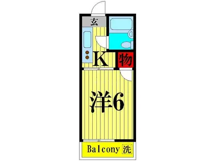 ビラサンホワイトJR(1K/1階)の間取り写真