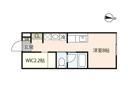 フェリシア地御前(ワンルーム/1階)の間取り写真