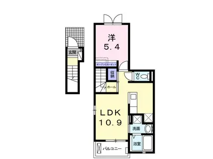 スタジオーネ(1LDK/2階)の間取り写真