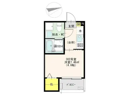 ラ ベルヴィ梅島(1K/3階)の間取り写真