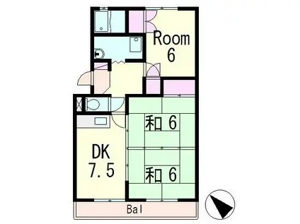 コーポ昂里(2LDK/4階)の間取り写真