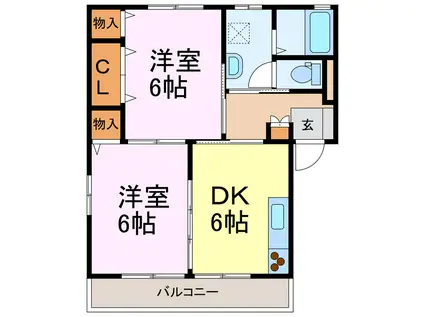 クレスト小堤A(2DK/1階)の間取り写真