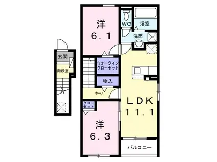 ビューティフル ライフ(2LDK/2階)の間取り写真