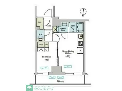 BRILLIA IST 池尻大橋(1LDK/2階)の間取り写真