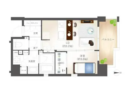 クリオラベルヴィ赤坂(1LDK/4階)の間取り写真