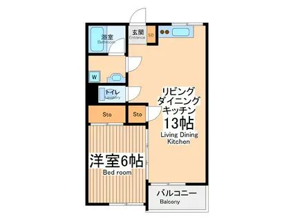 メゾン梨花(1LDK/2階)の間取り写真