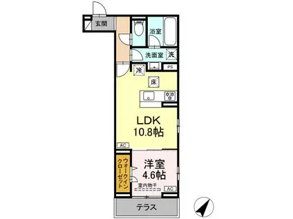 ディーアヴニール(1LDK/1階)の間取り写真