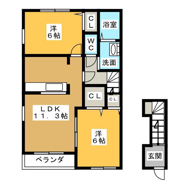 レクサス共栄D(2LDK/2階)の間取り写真
