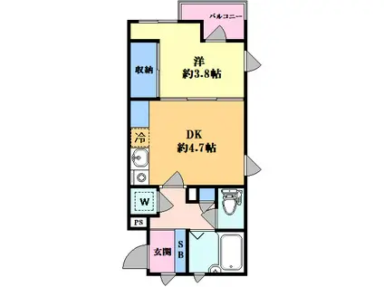 ファーストスター尾山台(1DK/2階)の間取り写真