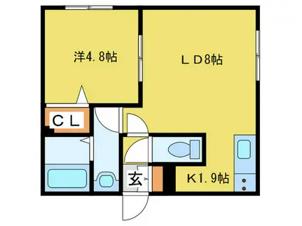 グランメール中の島(1LDK/3階)の間取り写真