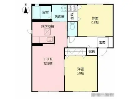 メゾン エクレール  A棟(2LDK/1階)の間取り写真