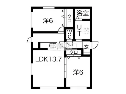 ル・ファール南郷15(2LDK/4階)の間取り写真