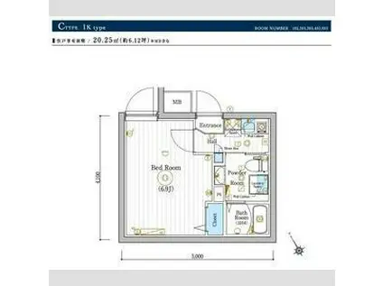 MAXIV CROS川崎大師DUE(1K/1階)の間取り写真