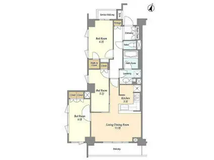 BLESS中野弥生町(3LDK/5階)の間取り写真