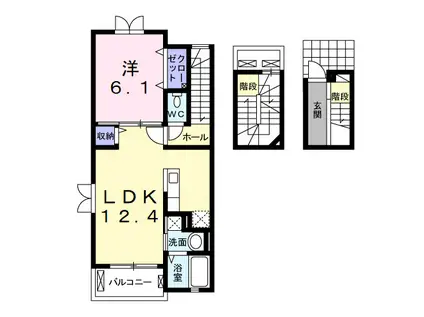 名鉄小牧線 小牧口駅 徒歩7分 3階建 築13年(1LDK/3階)の間取り写真
