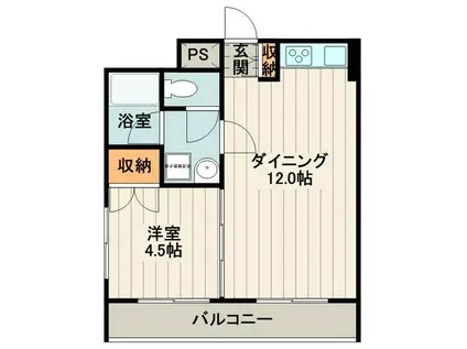 ニューグリーンコーポ(1LDK/3階)の間取り写真