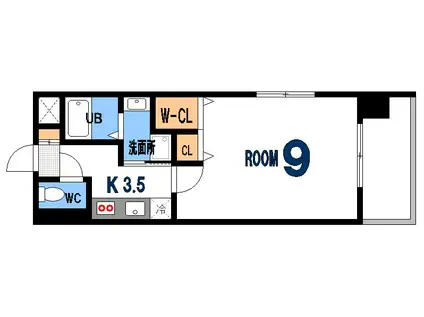グラビスコート舟入中町(1K/9階)の間取り写真