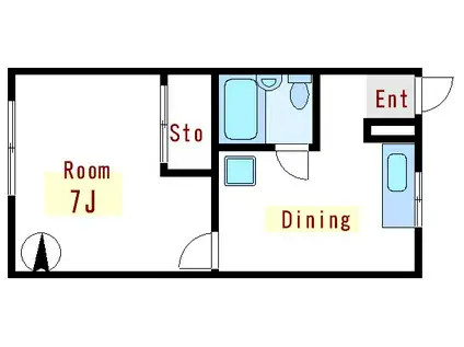 熊谷ビル(1DK/4階)の間取り写真