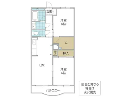フィオーレ A(2LDK/2階)の間取り写真