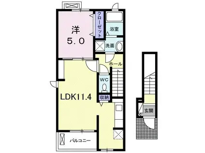 ユーロード II(1LDK/2階)の間取り写真