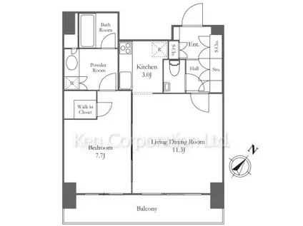 カテリーナ三田タワースイート(1LDK/2階)の間取り写真