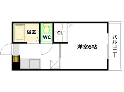 ディアス向洋(1K/2階)の間取り写真