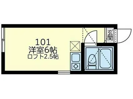 ユナイトさくらプリッツ・ハーバー(ワンルーム/1階)の間取り写真