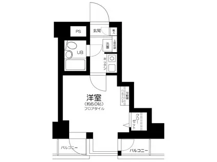 フェルテロアール祐天寺(1K/2階)の間取り写真