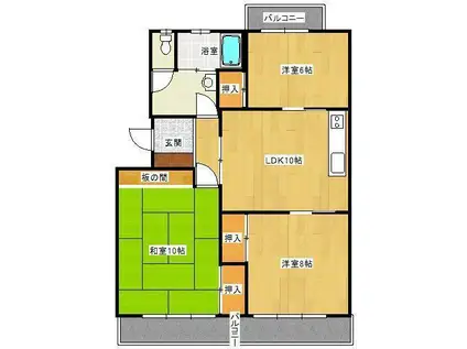 コーポラス外輪崎(3DK/3階)の間取り写真