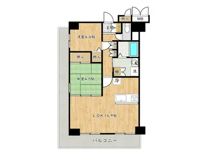 ルピナス泉大津(2LDK/5階)の間取り写真