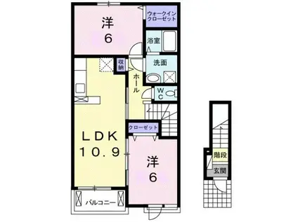 トビアスガーデン高松(2LDK/2階)の間取り写真