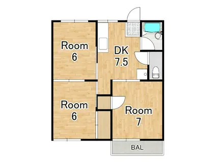 ブルーレイクA(3DK/2階)の間取り写真