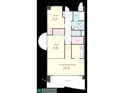 サンシャインV(2LDK/2階)の間取り写真