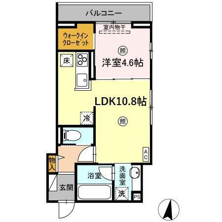 レスポワール・ド・牛田旭(1LDK/1階)の間取り写真