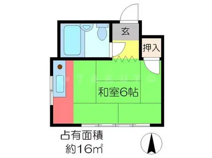 中田マンション(ワンルーム/2階)の間取り写真