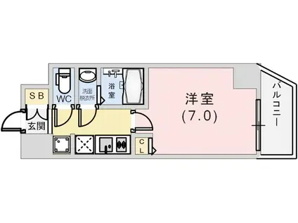 クレストタップ神戸湊町NOIR(1K/4階)の間取り写真