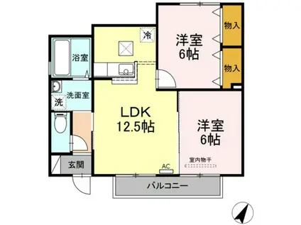 ポルトボヌールB棟(2LDK/1階)の間取り写真