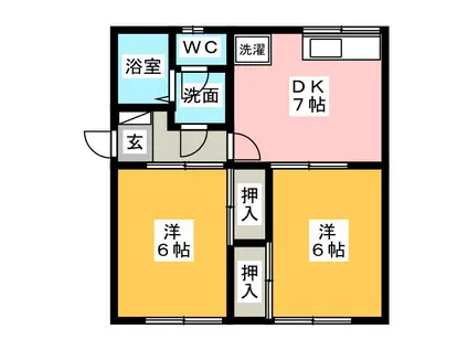 ルネッセミツイシ田村(2DK/1階)の間取り写真