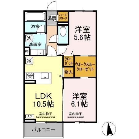 GARDEN蔵(2LDK/2階)の間取り写真
