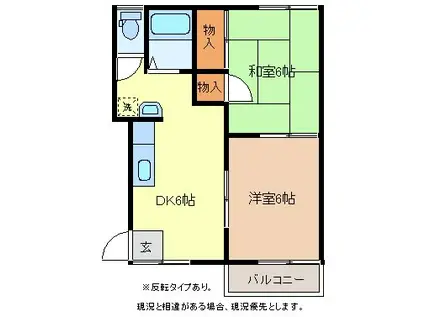 アトゥレくらいし N棟(2DK/2階)の間取り写真