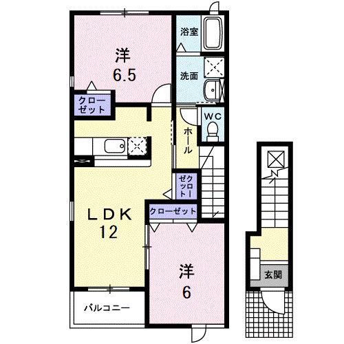 ピュアネス今泉II(2LDK/2階)の間取り写真