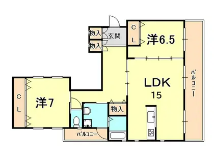 ラクール(2LDK/3階)の間取り写真