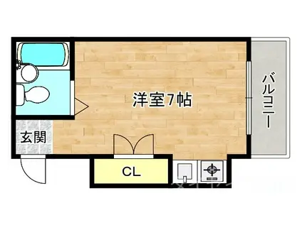 舞風恋人(ワンルーム/2階)の間取り写真