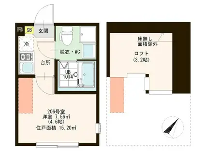 CHEVAL NORD(ワンルーム/2階)の間取り写真