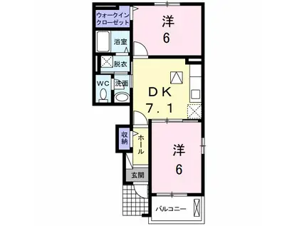 ファミール メゾン(2DK/1階)の間取り写真